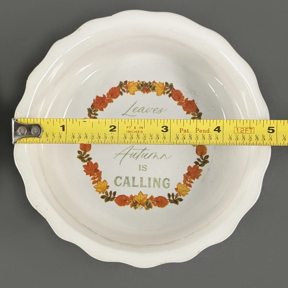 Royal Norfolk Stoneware Fall Ramekin Set 2 White 5in Autumn Harvest Bowls